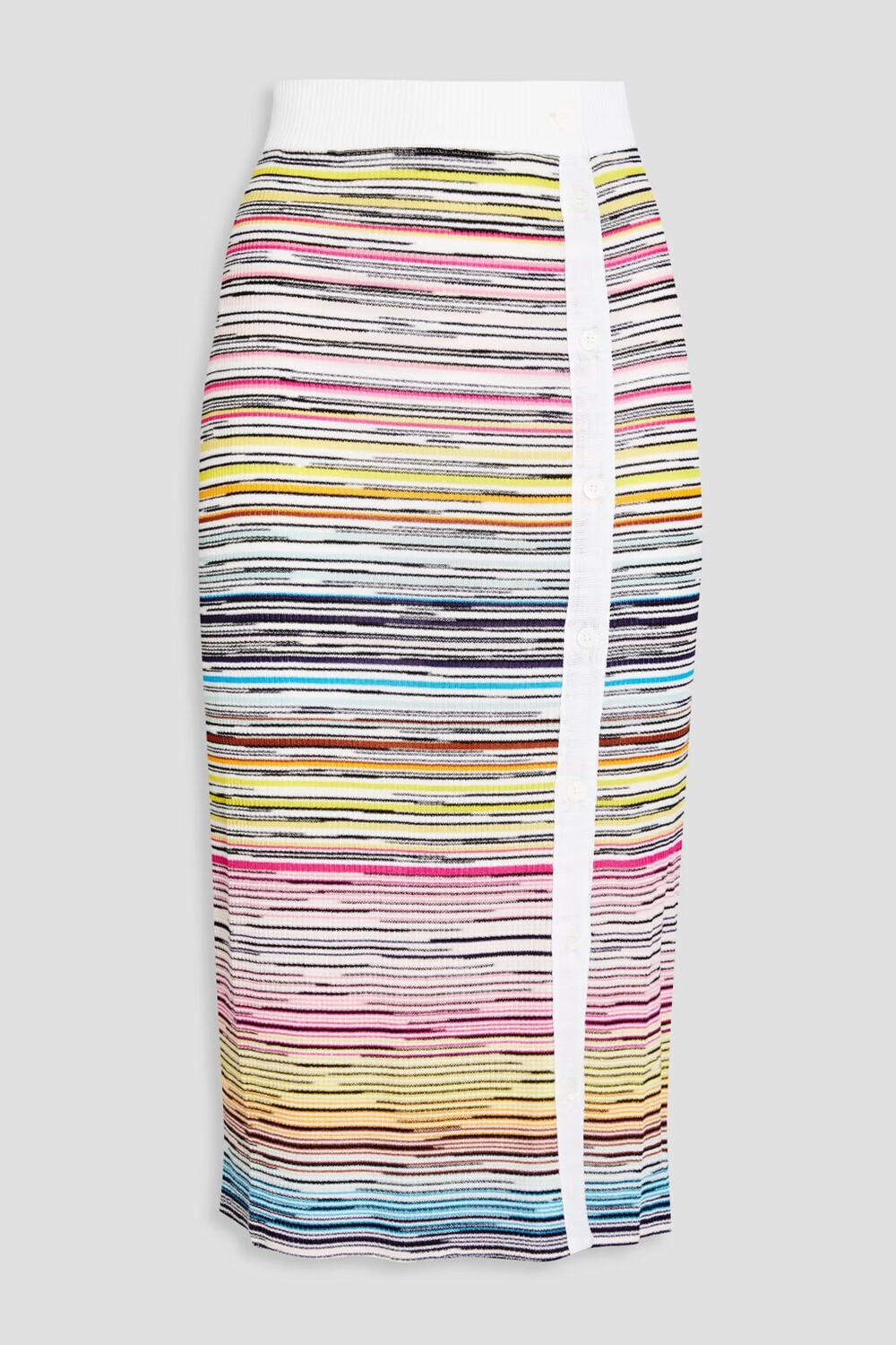 

Юбка-карандаш вязанной крючком, украшенная пуговицами. Missoni, белый