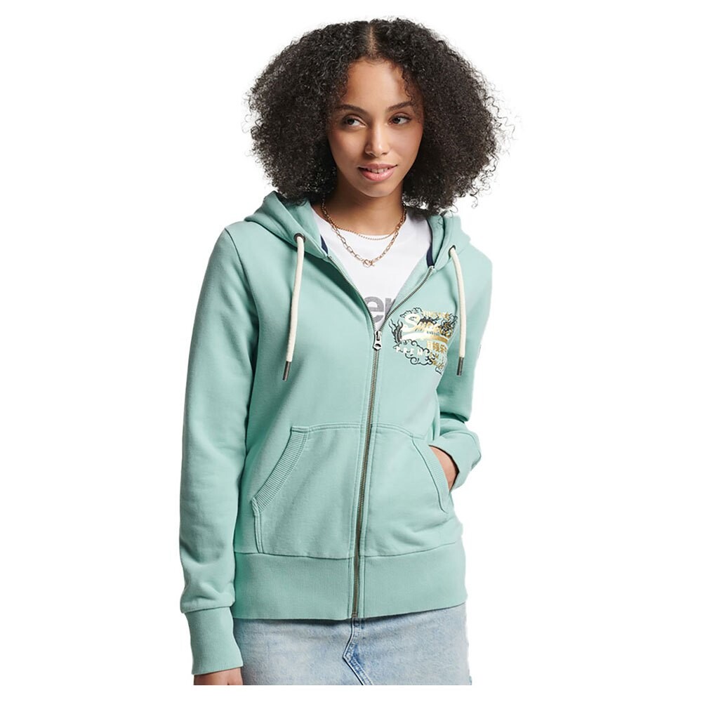 

Толстовка Superdry Vintage Vl Narrative ub Full Zip, зеленый