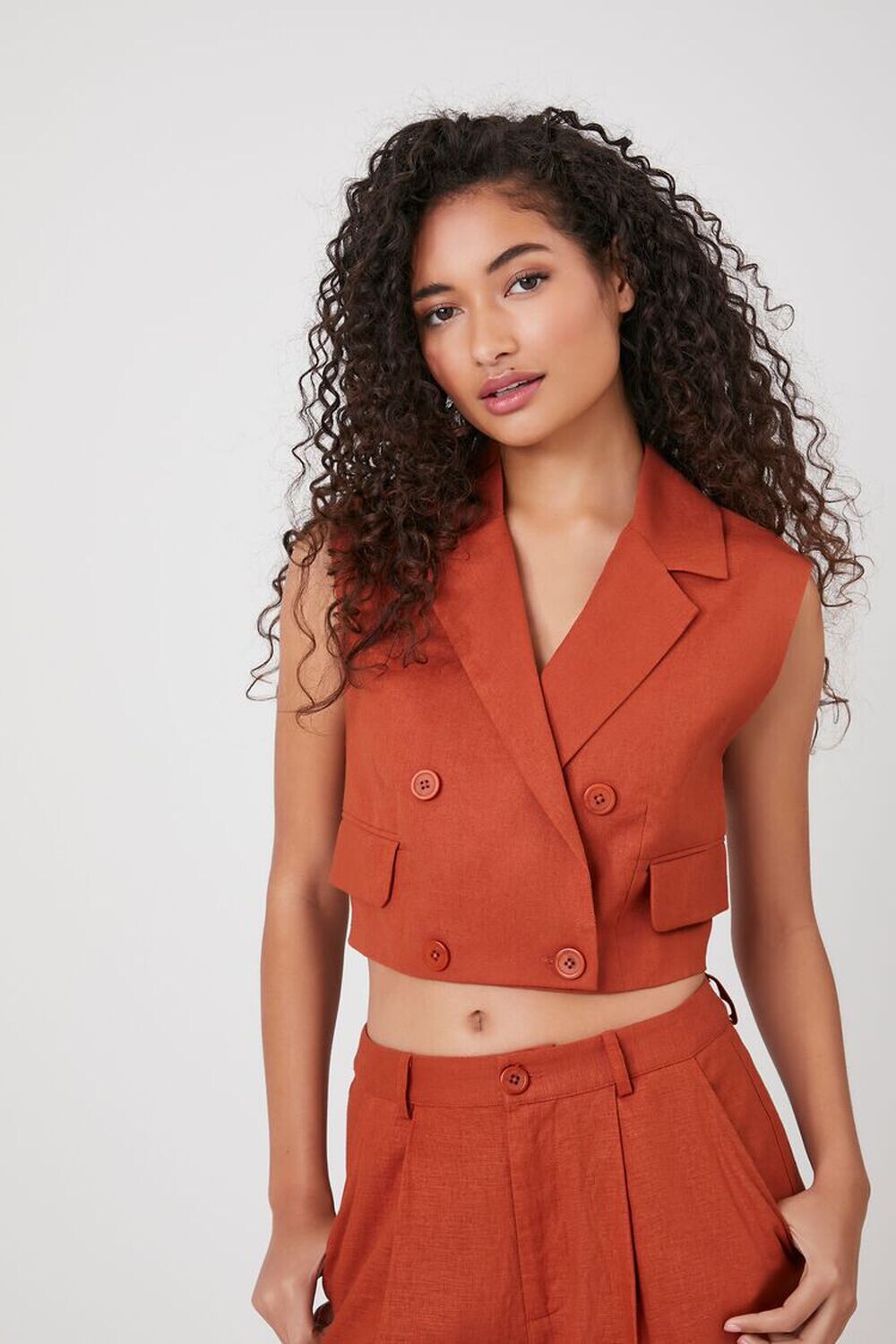 

Льняной двубортный жилет Forever 21
