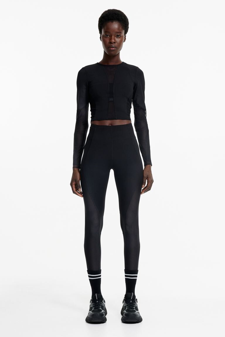 

Спортивные тайтсы DryMove с сетчатой ​​отделкой H&M