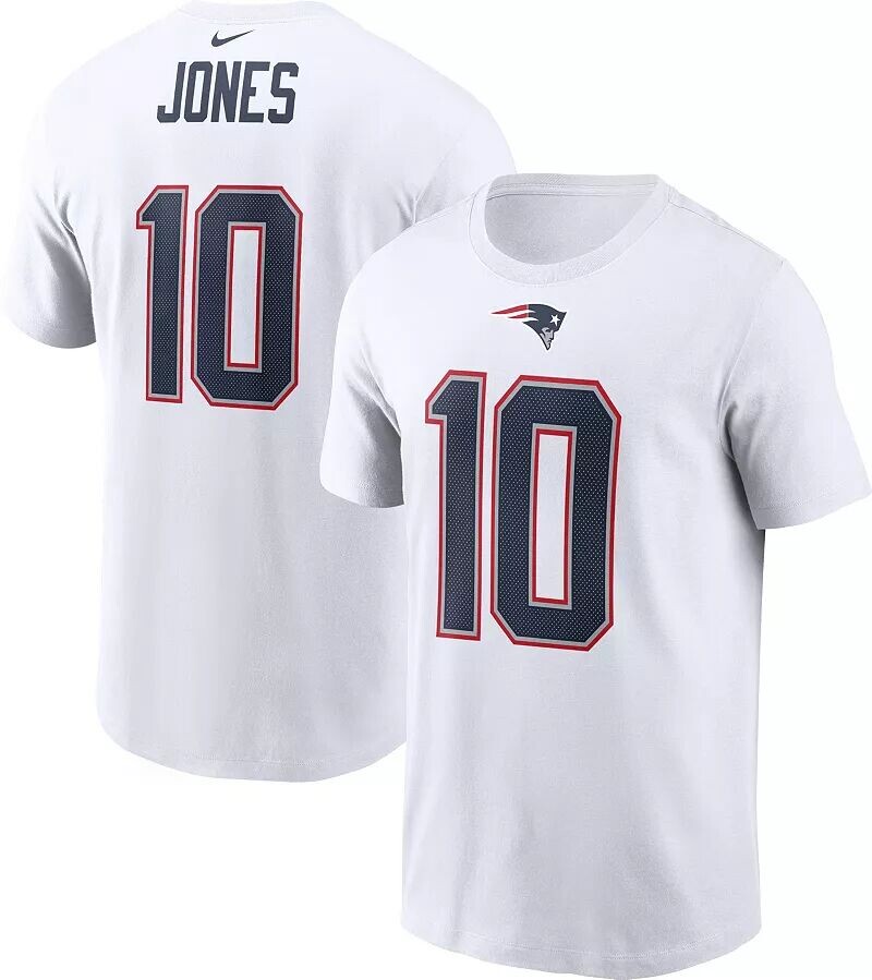 

Мужская белая футболка Nike New England Patriots Mac Jones #10