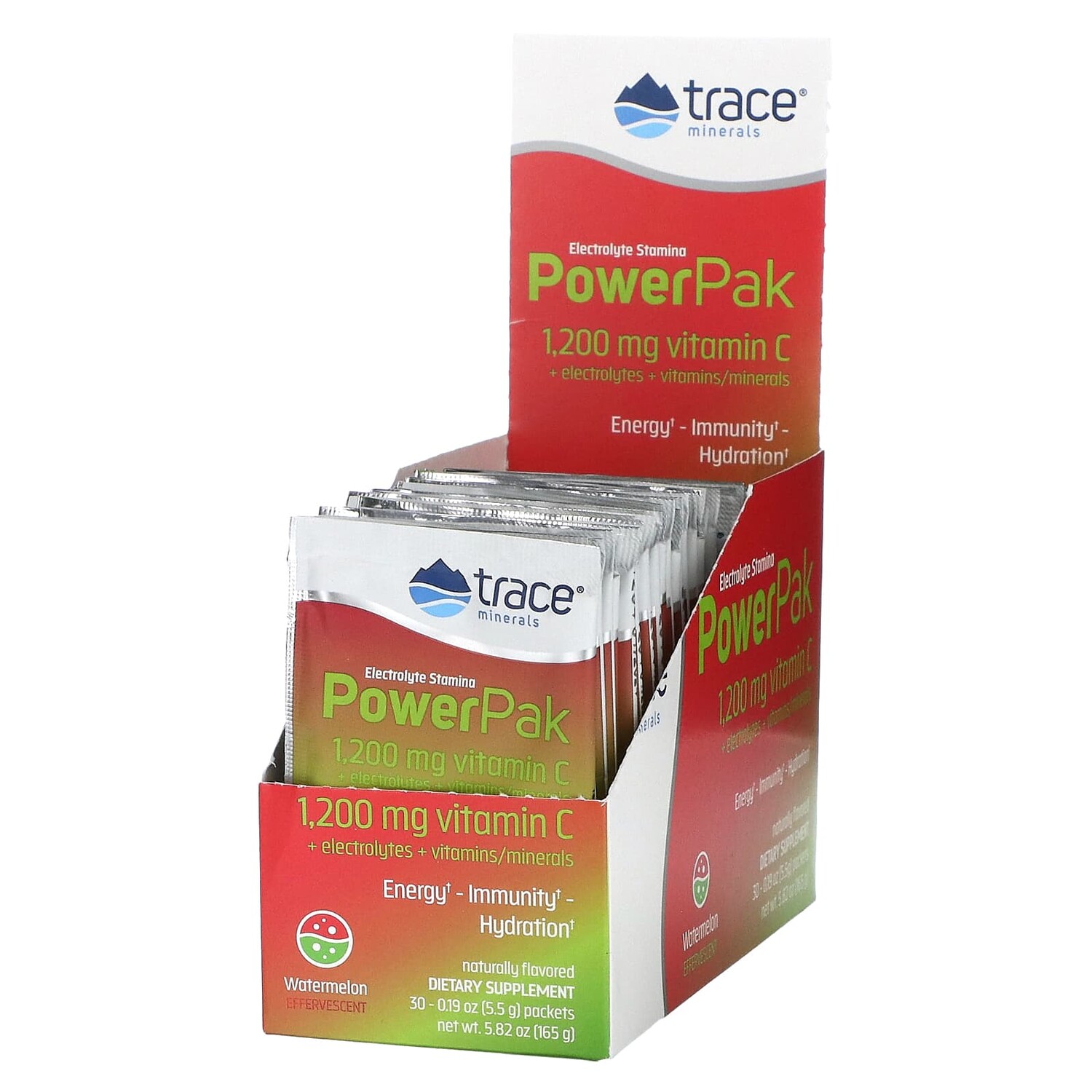 

PowerPak, электролит для повышения выносливости, арбуз, 30 пакетиков по 5,5 г (0,19 унции), Trace Minerals