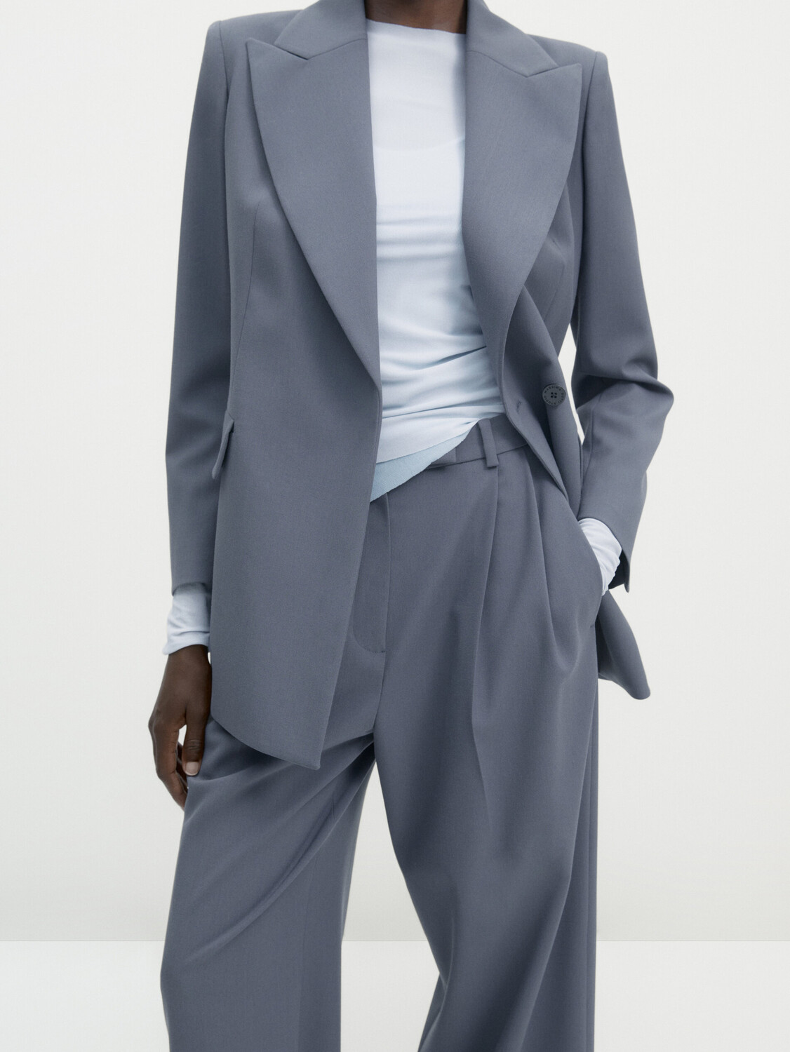 

Костюмные брюки smart с двойными затонами Massimo Dutti, серый