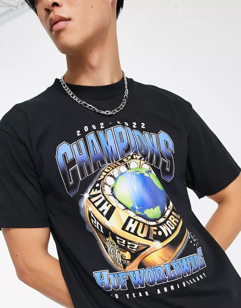 

Черная футболка Champions HUF