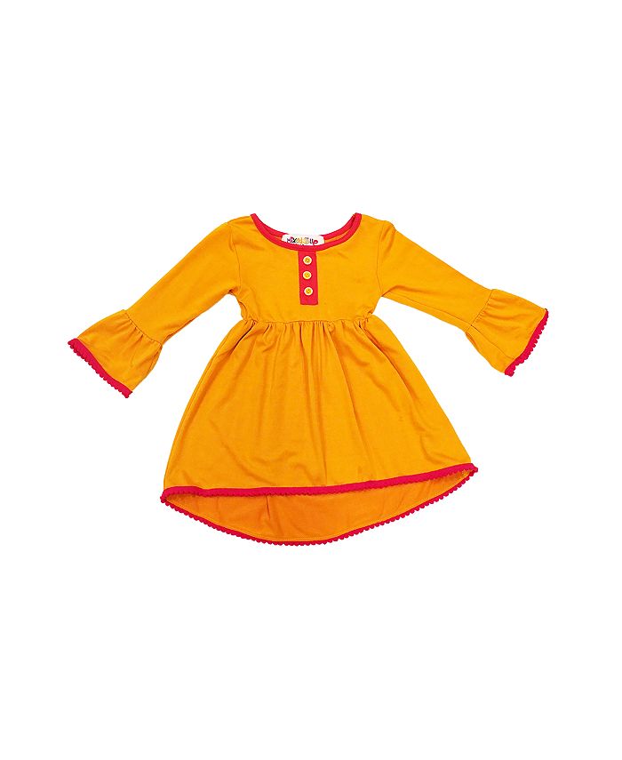 цена Платье Hi-Low с отделкой помпонами для маленьких девочек Mixed Up Clothing, желтый