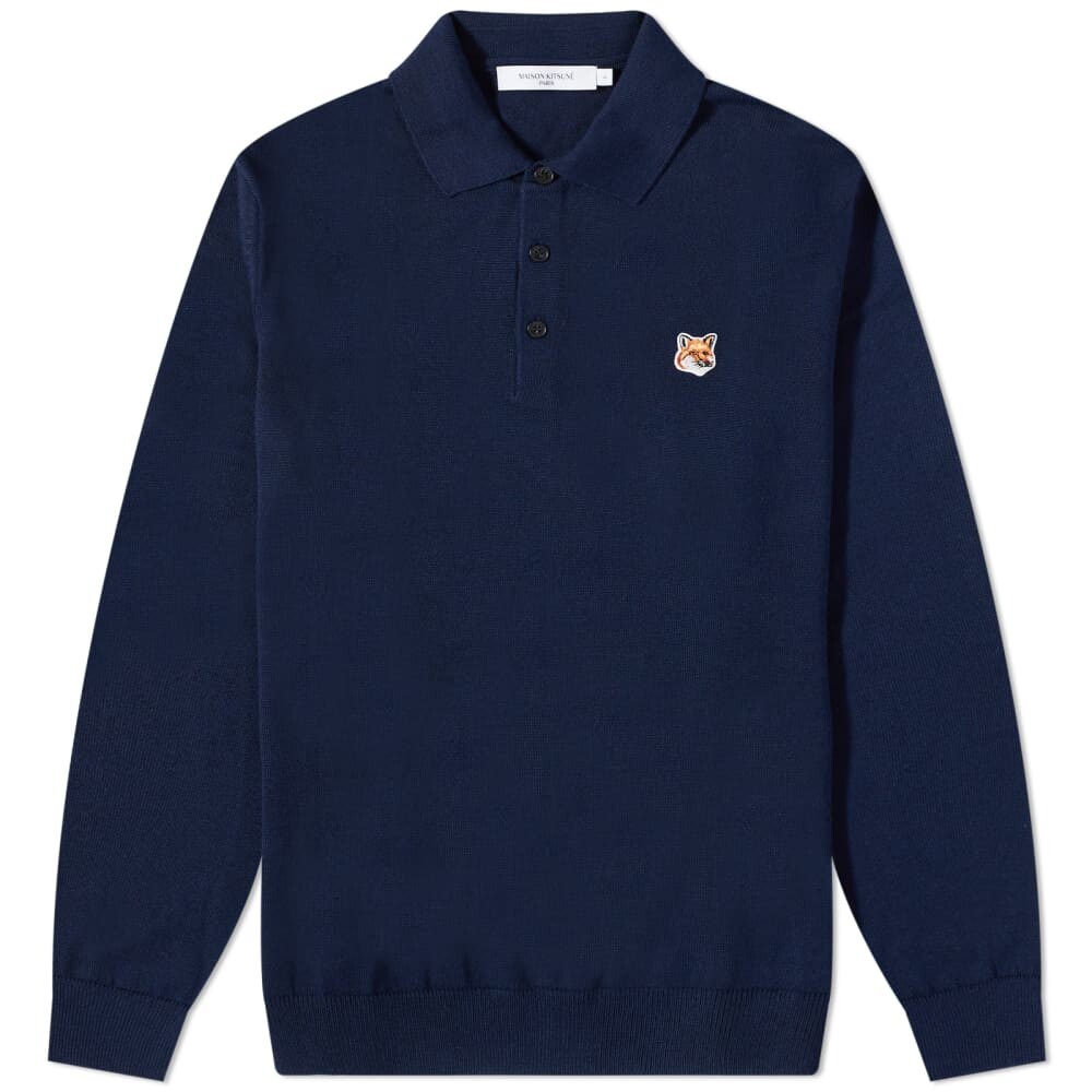 

Вязаная футболка-поло Maison Kitsune с нашивкой в ​​виде головы лисы