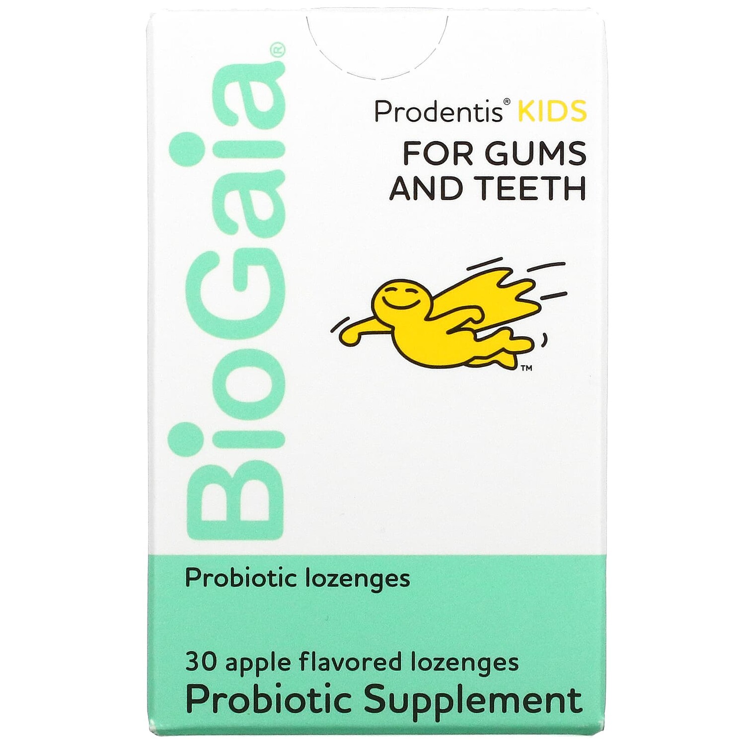 

Prodentis, добавка для десен и зубов для детей, яблоко, 30 леденцов, BioGaia