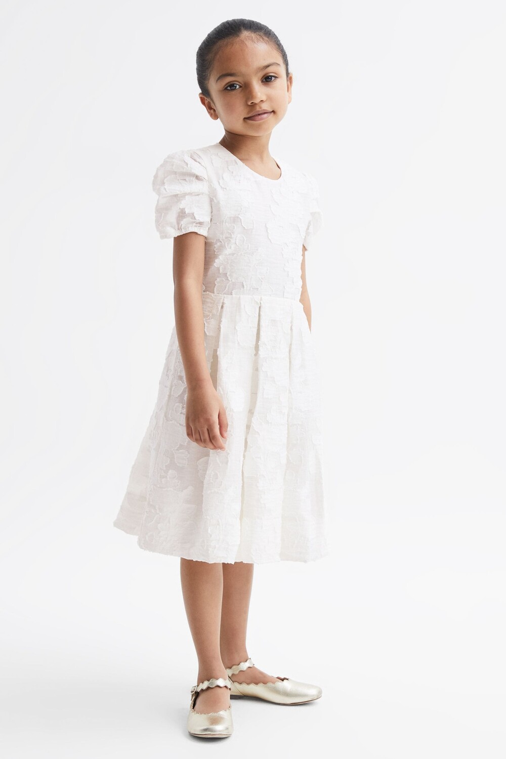 

Фактурное платье Amalie с цветочным узором Reiss, белый