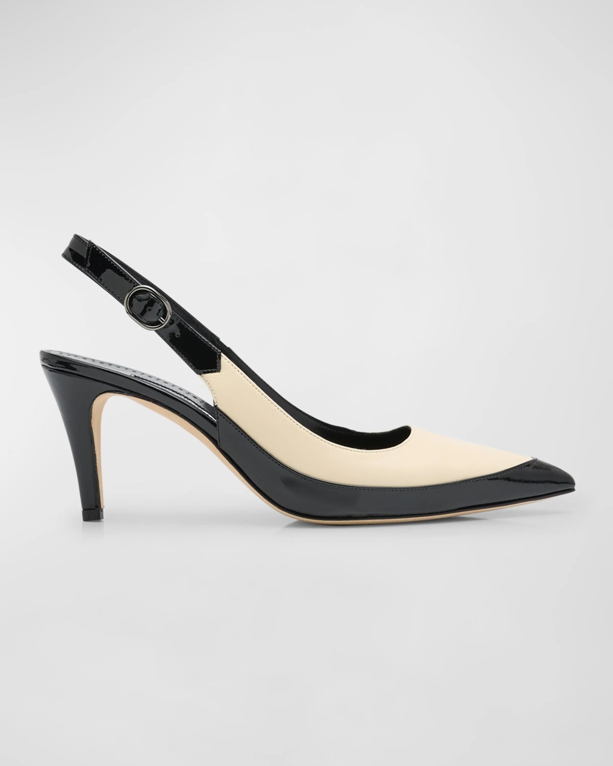 

Двухцветные кожаные туфли с пяткой на пятке Manolo Blahnik, черный/кремовый