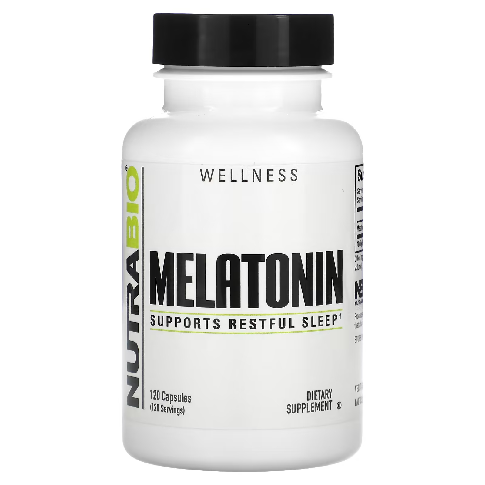 Мелатонин NutraBio 3 мг, 120 капсул