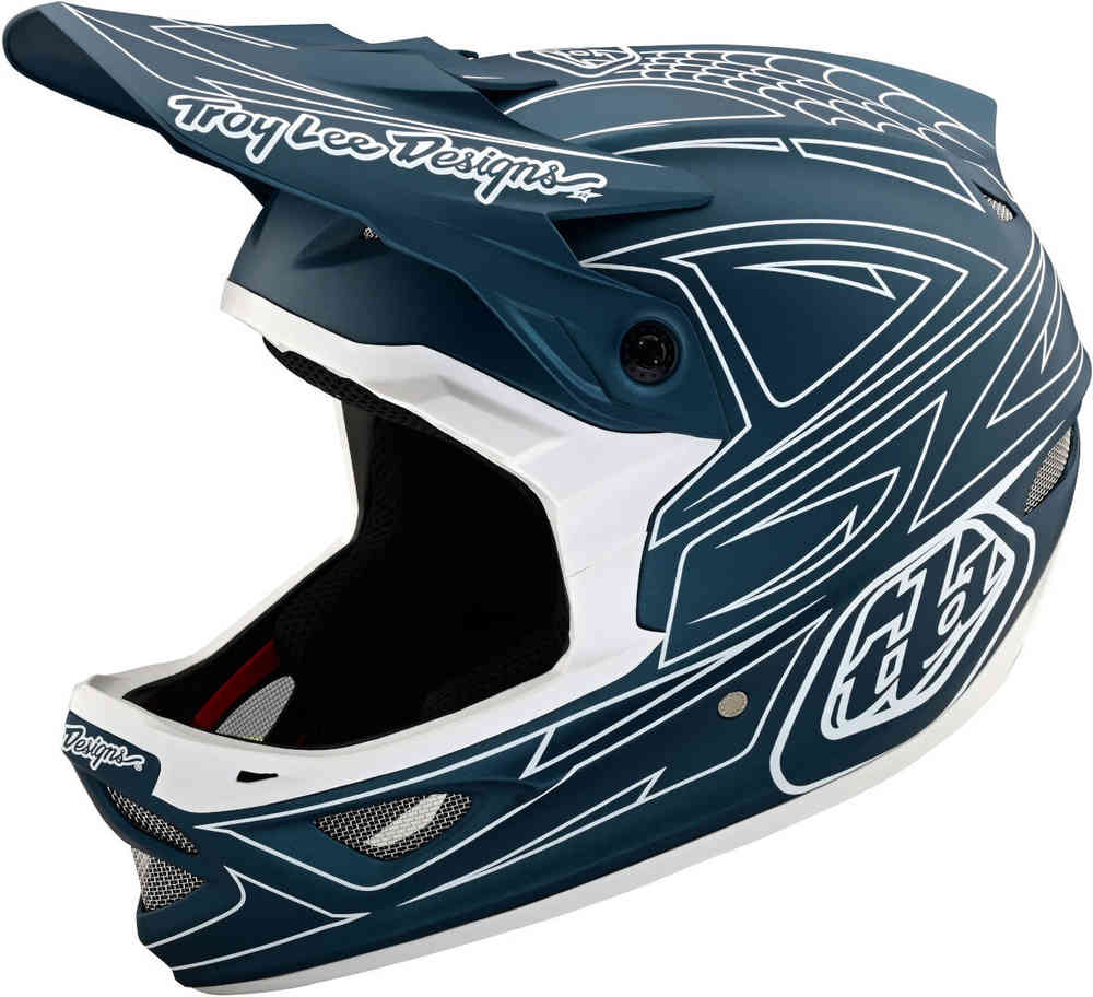 Шлем для скоростного спуска D3 Fiberlite Spiderstripe Troy Lee Designs, синий/белый se4 карбюраторный шлем пик troy lee designs черный оранжевый