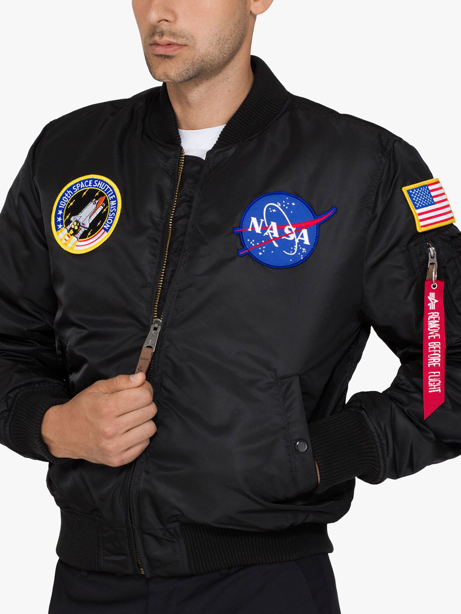 цена Куртка-бомбер Alpha Industries X NASA MA1 VF, черная