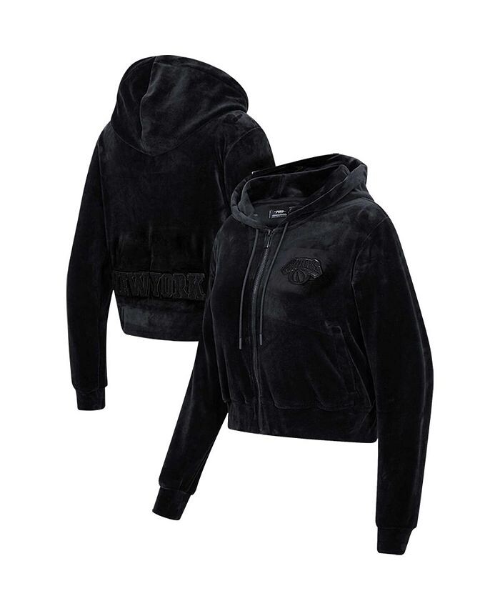 

Женская велюровая толстовка с молнией во всю длину New York Knicks Triple Black Pro Standard, черный