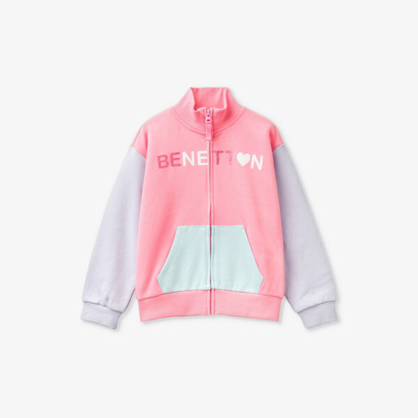 

Хлопковая толстовка на молнии с логотипом для 6–14 лет Benetton, мультиколор