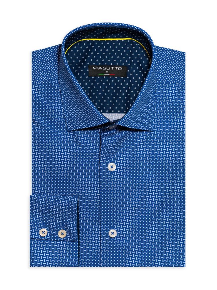 цена Классическая рубашка Erving с геометрическим рисунком Masutto, синий