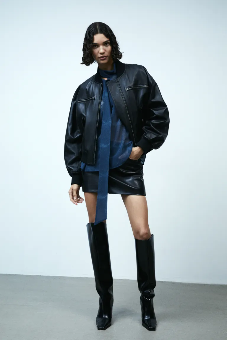 

Шифоновая блузка с завязками на шее H&M, синий