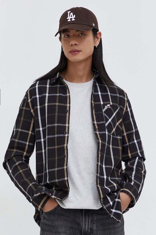 

Хлопчатобумажную рубашку Tommy Jeans, черный