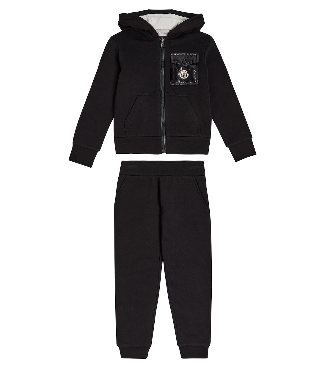 цена Хлопковая худи и спортивные штаны с логотипом Moncler Enfant, черный