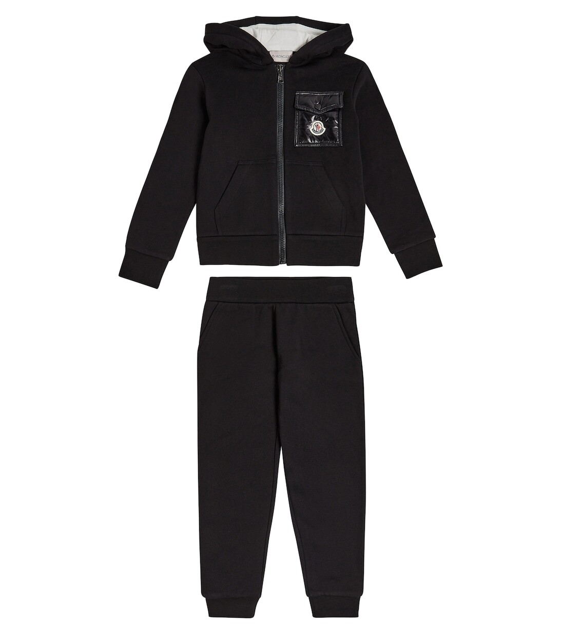 

Хлопковая худи и спортивные штаны с логотипом Moncler Enfant, черный