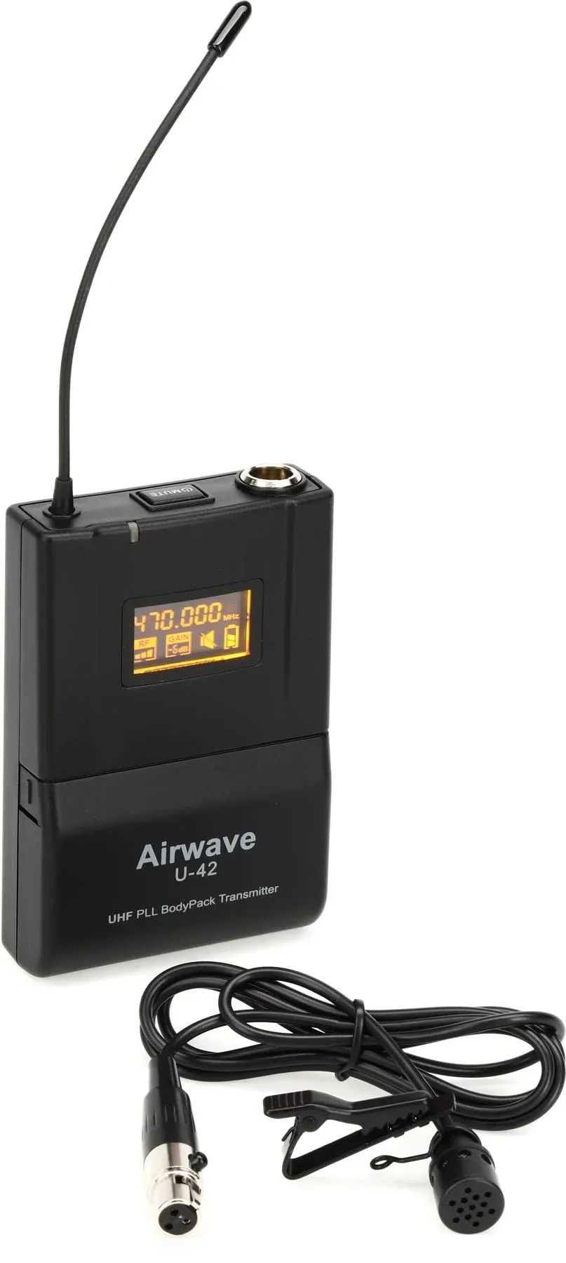 

Airwave Technologies U-42A Сменный поясной передатчик серии AT-4000 и петличный передатчик — 470–489 ​​МГц