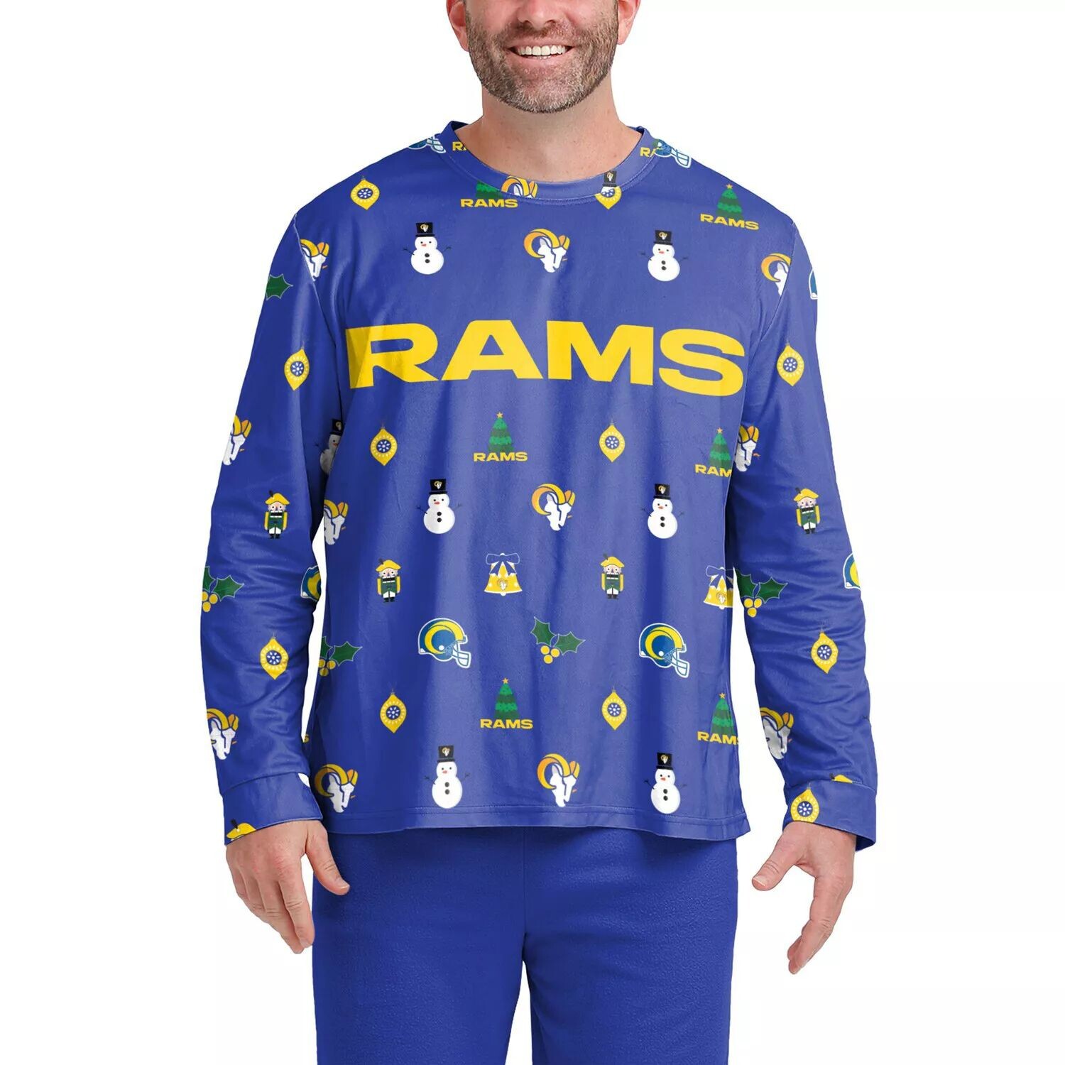 

Мужская футболка с длинным рукавом FOCO Royal Los Angeles Rams Ugly Sweater