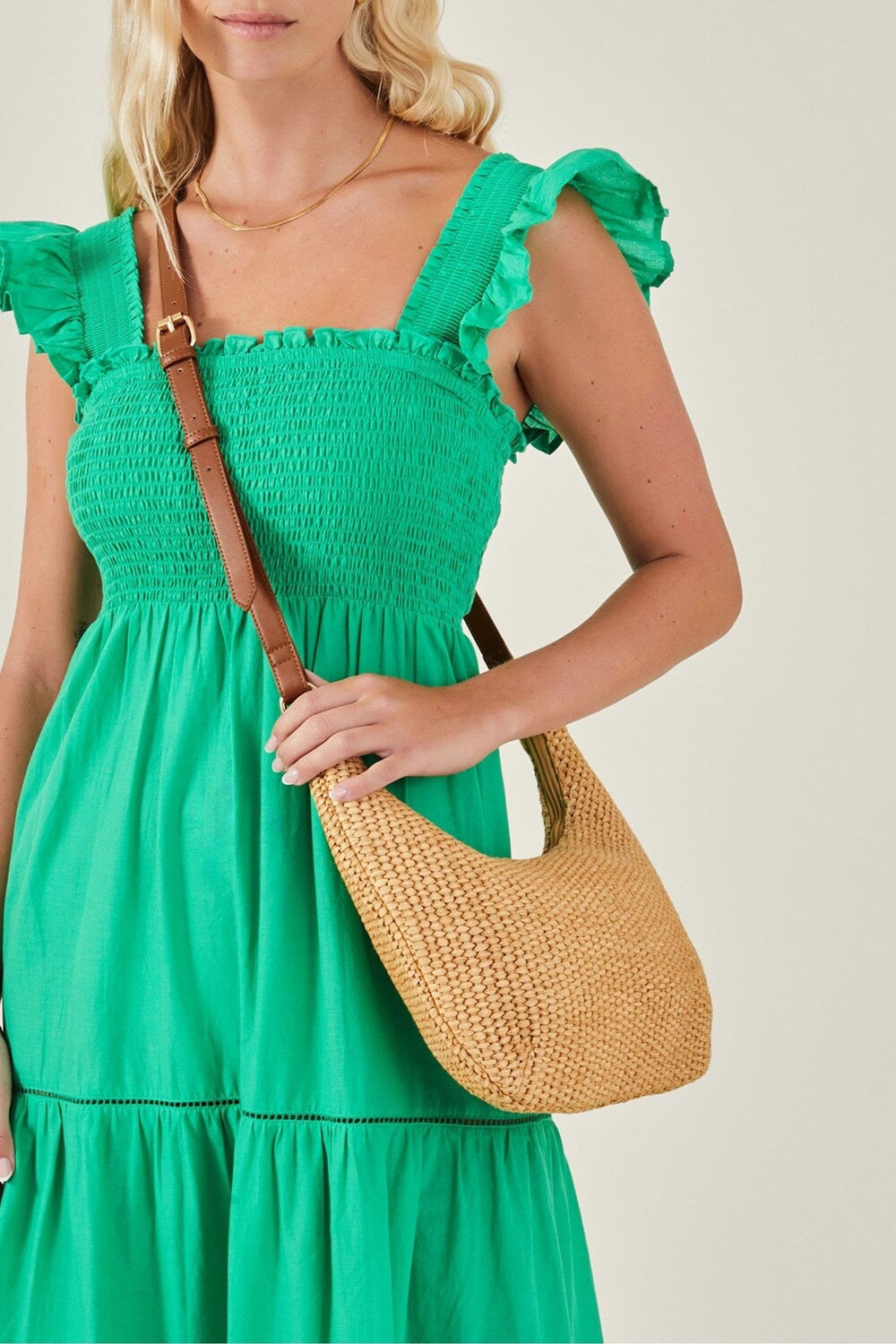 

Сумка через плечо из рафии Accessorize, бежевый