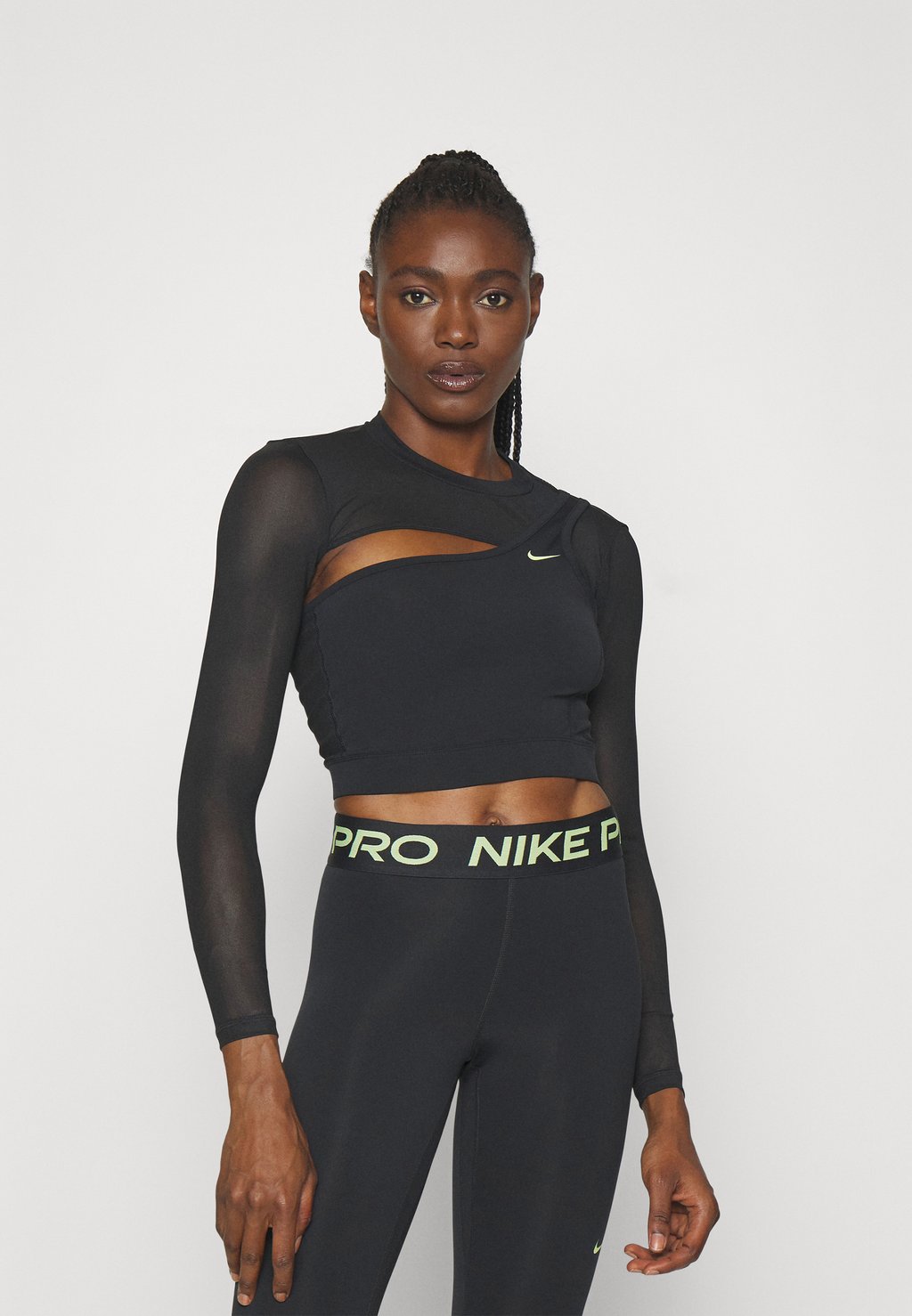 

Футболка с длинным рукавом CROPPED Nike, черный/светло-лимонный оттенок