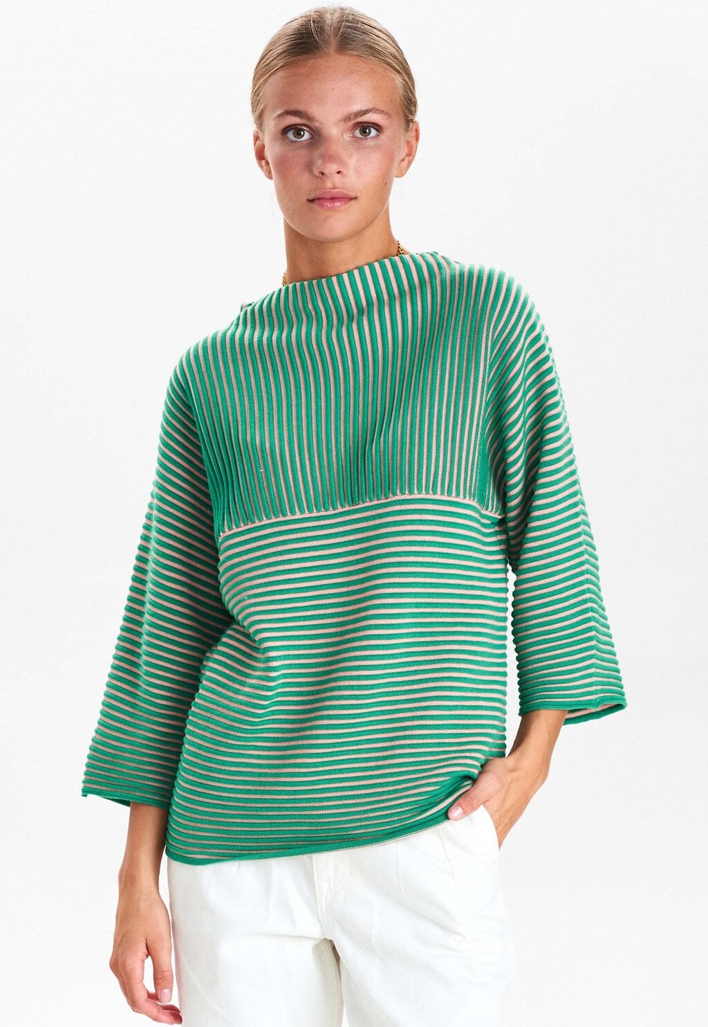 

Свитер Nmph Nuirmelin Stripe Noos, лепрекон, Зеленый