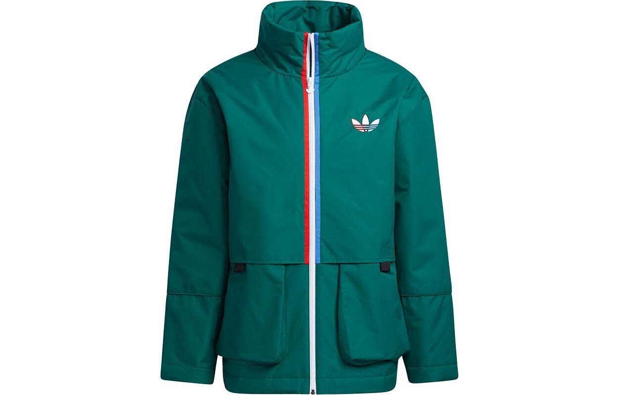 

Пуховик Adidas Originals с воротником-стойкой и принтом логотипа, зеленый