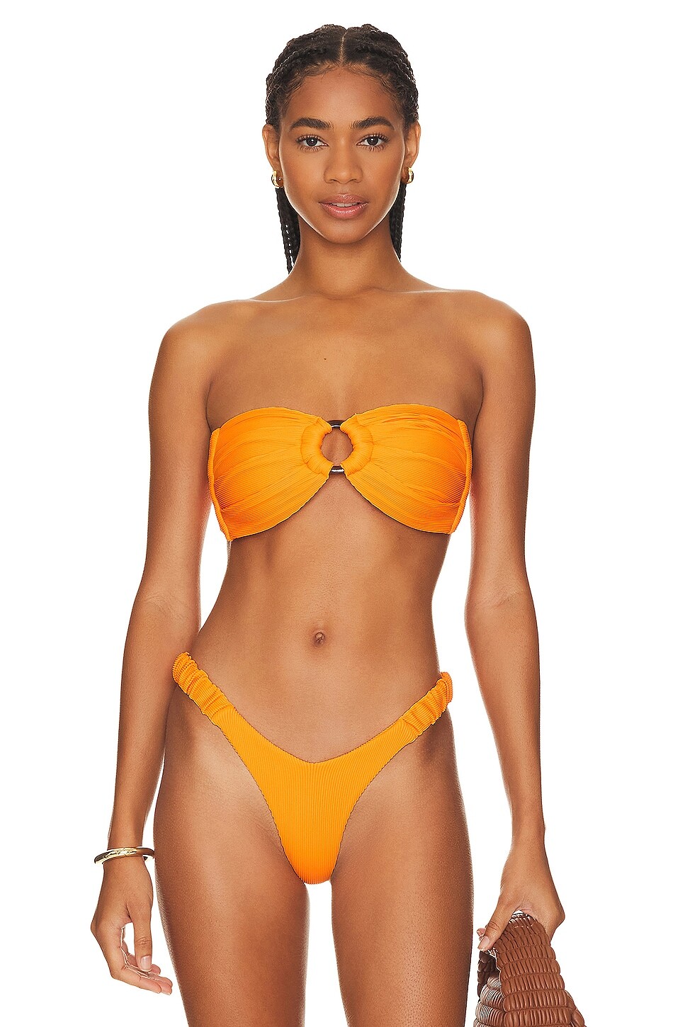 

Топ бикини Kulani Kinis Strapless Bandeau, цвет Papaya Ribbed