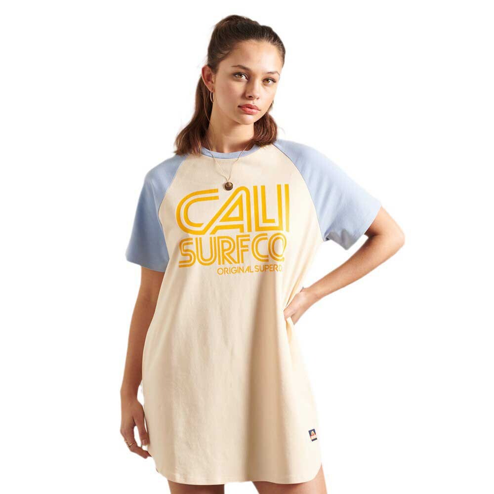 

Короткое платье Superdry Cali Surf Raglan, бежевый