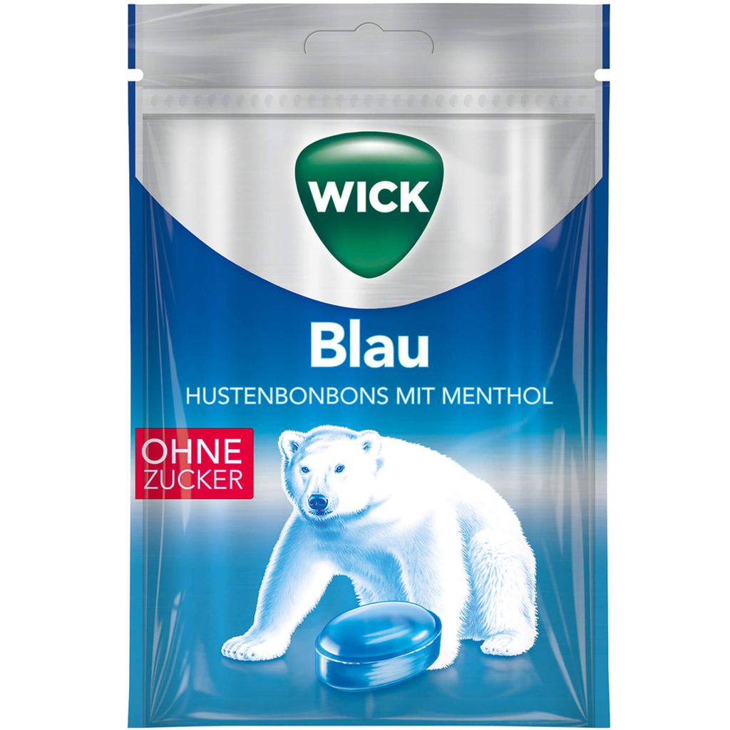 

Конфеты для горла WICK Blue Menthol без сахара с чистым ментолом 72г P&G