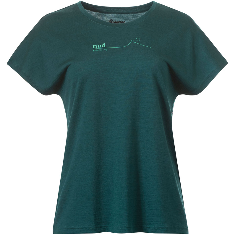 Женская футболка Tind Crux Merino Bergans, зеленый