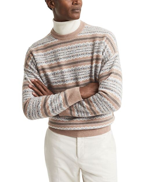 

Шерстяной свитер Plato с круглым вырезом стандартной посадки REISS, цвет Tan/Beige