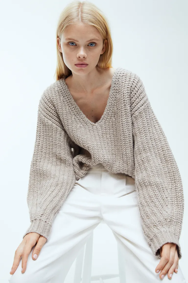

Свитер эластичной вязки H&M, бежевый