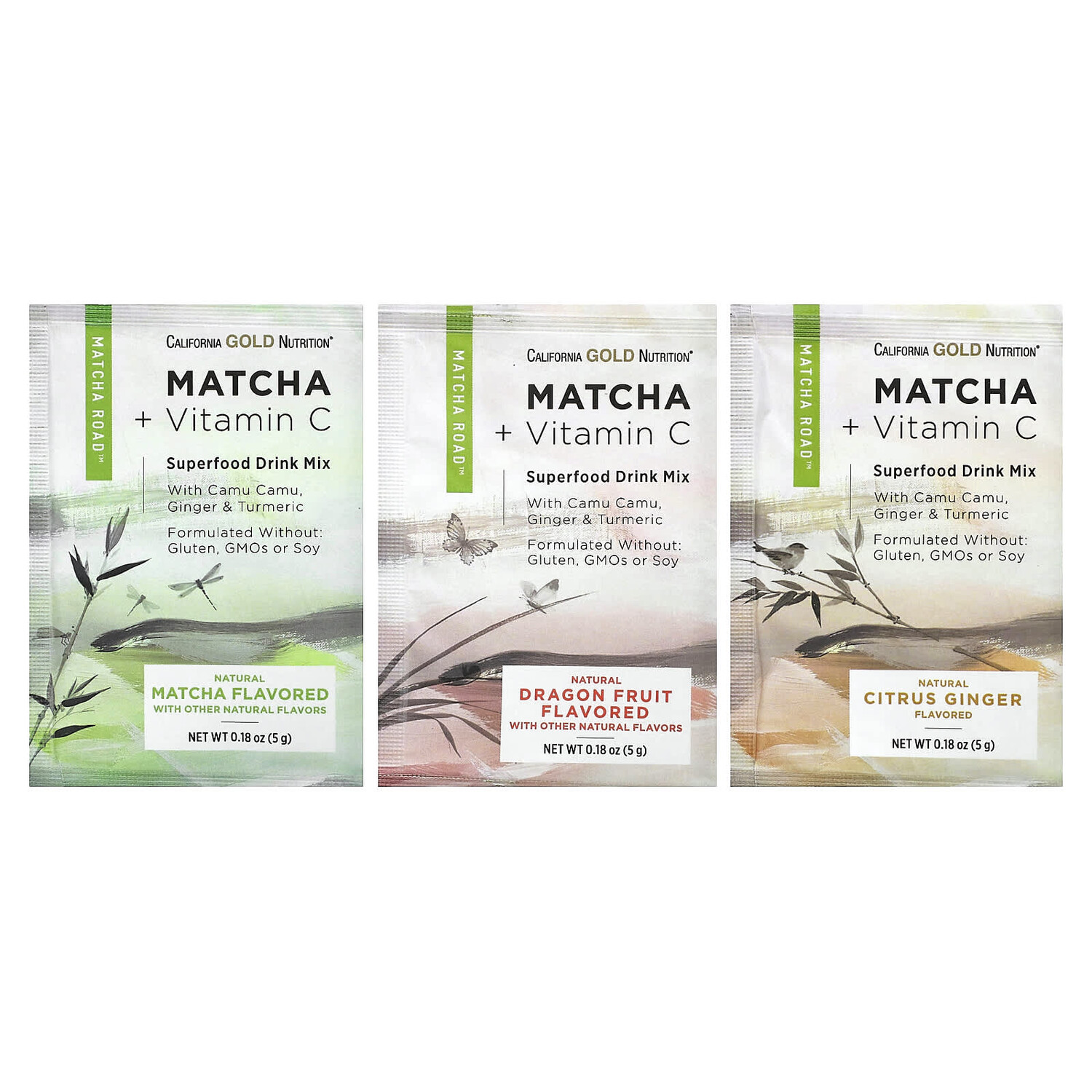 

MATCHA ROAD, матча + витамин C — набор пробников, 3 шт., California Gold Nutrition