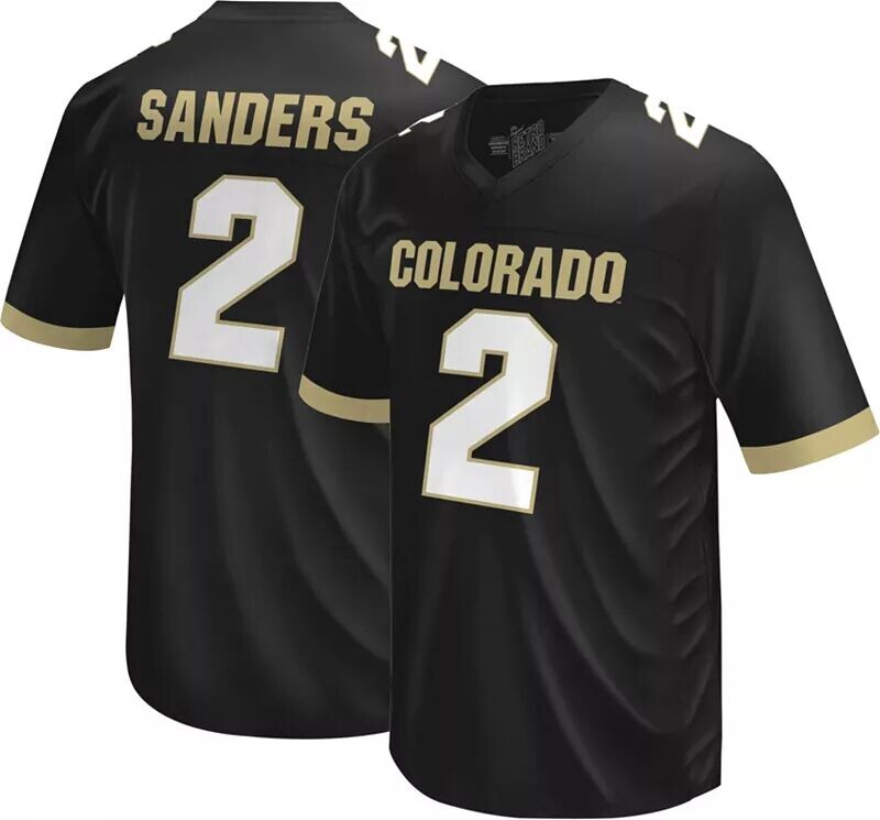 

Молодежный Retro Brand Colorado Buffaloes Shedeur Sanders # 2, Черная реплика футбольного джерси