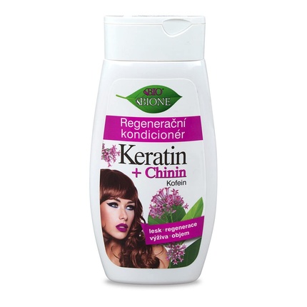 100% органический/веганский регенерирующий кондиционер для волос с кератином, хинином и кофеином, 260 мл, Bione