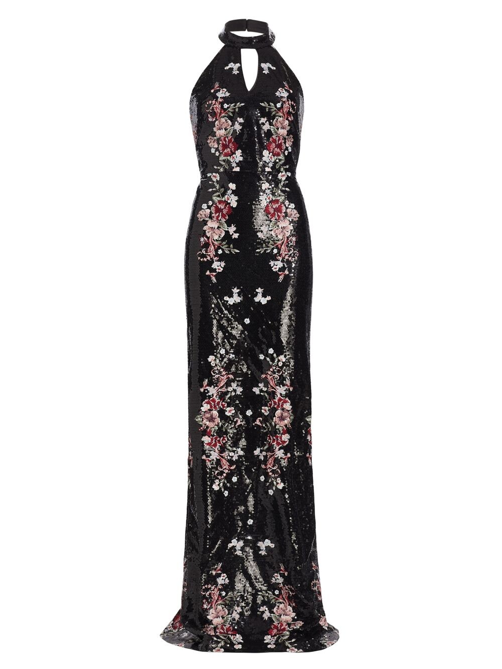 

Платье с цветочным принтом и пайетками Marchesa Notte, черный
