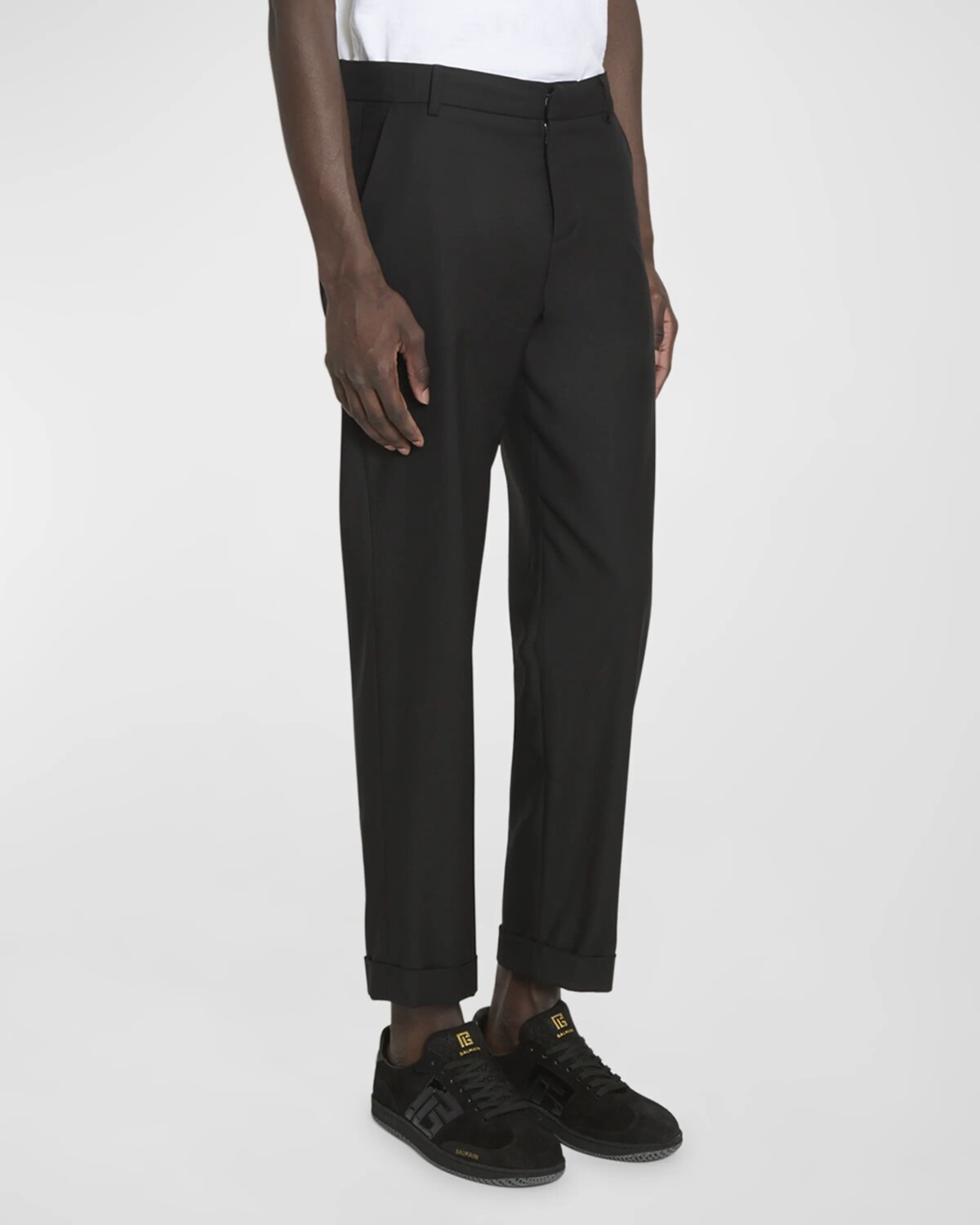 

Мужские строгие шерстяные брюки прямого кроя Balmain, цвет Black