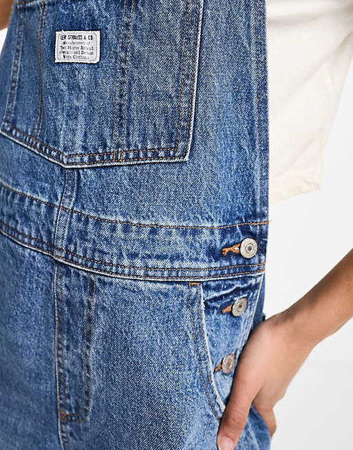 

Голубые джинсовые короткие комбинезоны Levi's Vintage Shortall