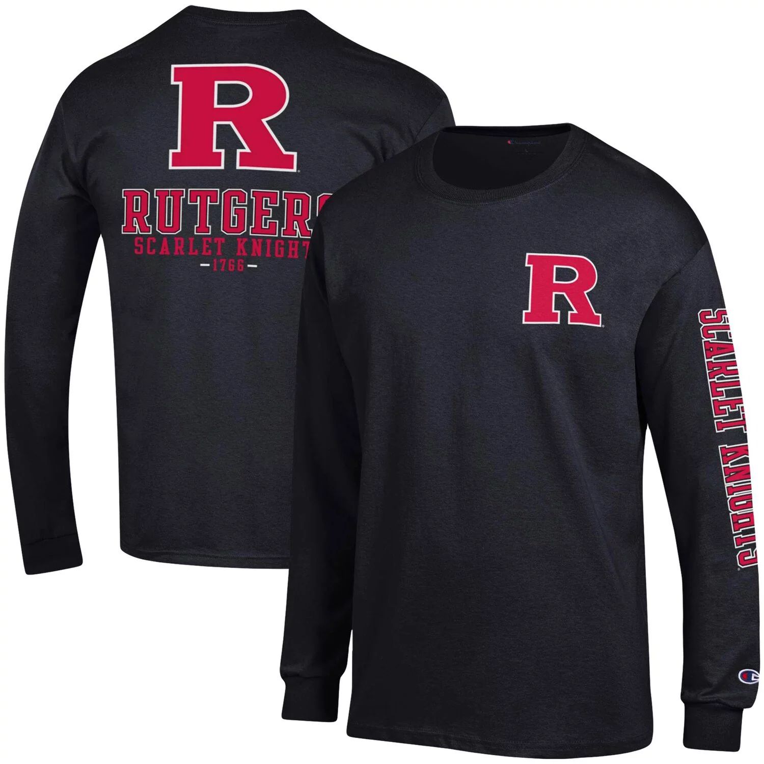 Мужская черная футболка с длинным рукавом Rutgers Scarlet Knights Team Stack Champion мужская черная футболка с длинным рукавом purdue boilermakers team stack champion