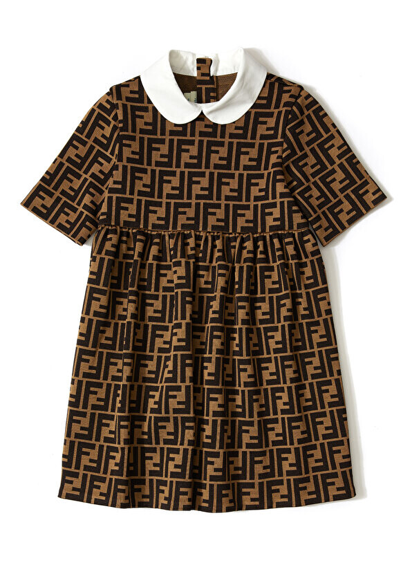 

Коричневое платье для девочек с логотипом Fendi