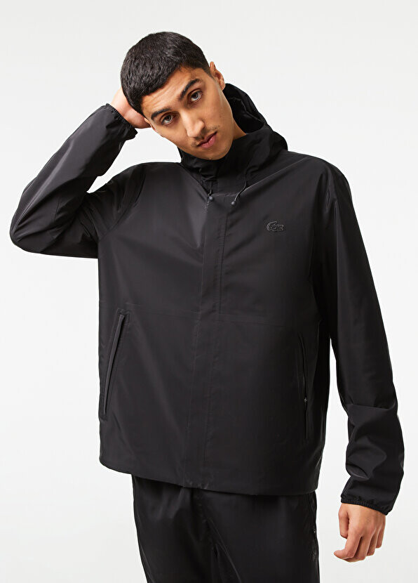 

Черное мужское пальто с капюшоном Lacoste, Черный