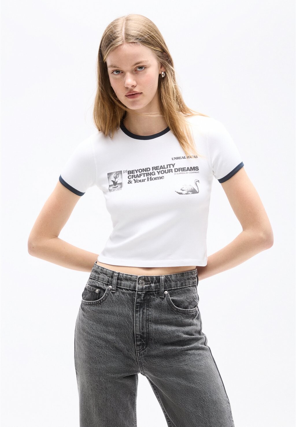

Футболка с принтом PULL&BEAR, белый