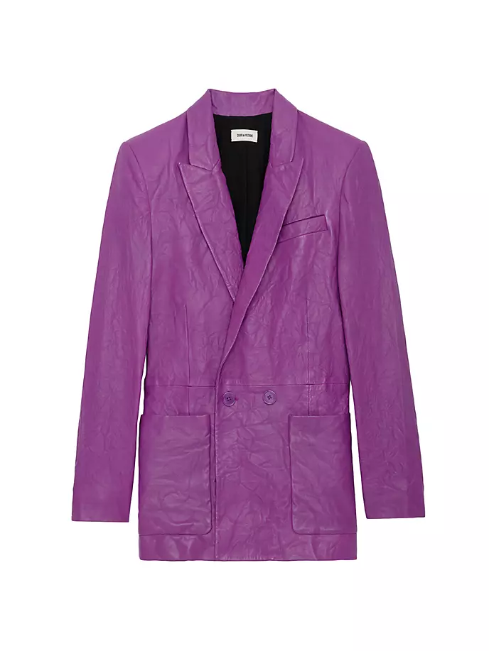 цена Кожаный пиджак Visko с мятой отделкой Zadig & Voltaire, цвет goa