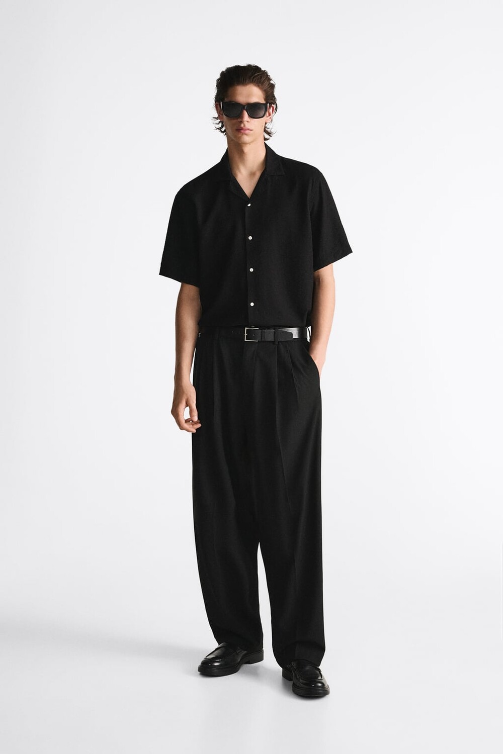 

Текстурная рубашка ZARA, черный
