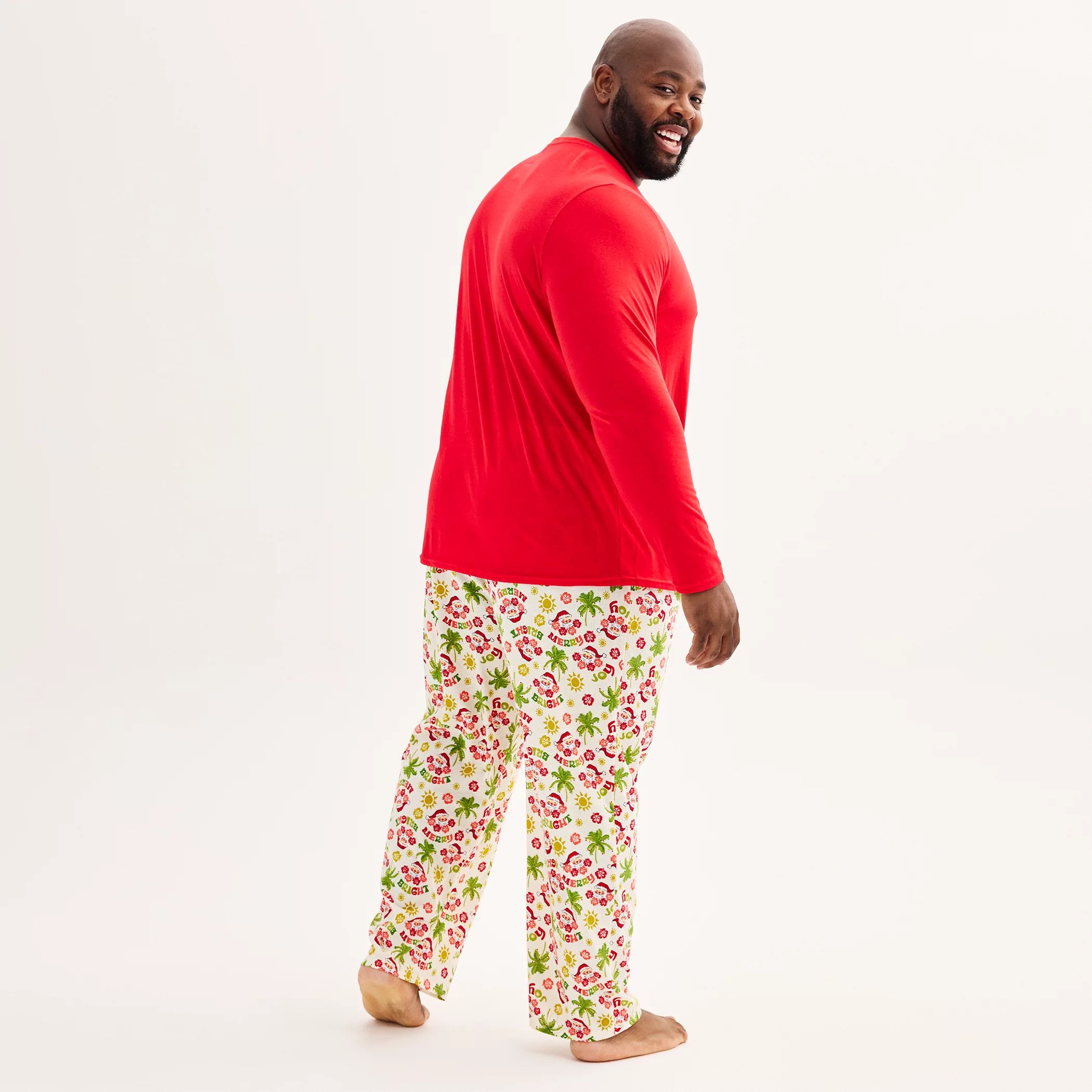 Пижамный комплект Big & Tall Santa On Holiday с верхом и низом Jammies For Your Families мужской пижамный комплект с открытым низом и верхом в клетку buffalo jammies for your families