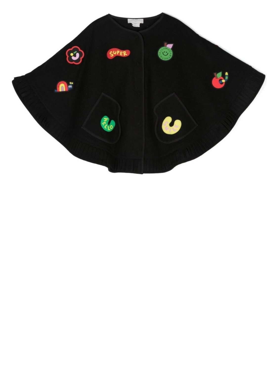 

Stella McCartney Kids кейп из смесовой шерсти с графичным принтом, черный