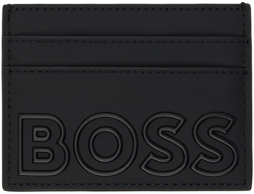 

Черная визитница с аппликацией BOSS